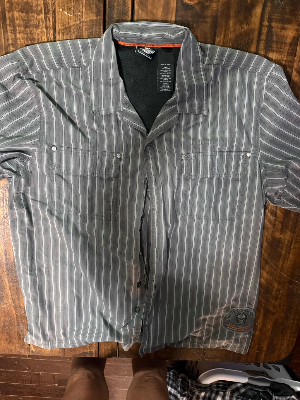 Harley-Davidson Gray Striped Button-Up Shirt | Men’s Casual Motorcycle Shirt